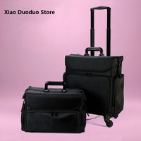 Professional Aesthetic Manicure Suitcase Black Oxford Travel Beauty Makeup Artist Case Wheeled Trolley Tool Box Customized