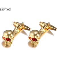 Hot Sale Skull Cufflinks For Mens Lepton Crystal Eyes Skeleton Head Superhero Cufflink Relojes Gemelos Drop Shipping
