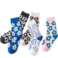 Fashion Women'S Socks Korea Style Flower Pattern Print Socks Ins Style Short Sock Women Autumn Winter Cute Streetwear Sox Girls