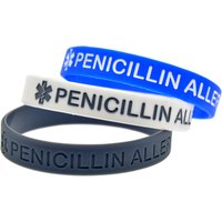 Fashion Penicillin Allergy Silicone Bracelet Penicillin Allergy Warning Hand Strap Soft Bracelet Hot Sale