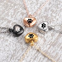 Engraved Heart Pets Paw Urn Necklace/Bracelet Heart Charms Memorial Ashes Urn Necklace/Bracelet Jewelry Makings keepsake Pendant