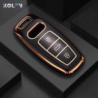 Fashion TPU Car Remote Key Case Cover Shell For Audi A6 A7 A8 E-tron Q5 Q8 C8 D5 Gold Edge Design Protector Fob Car Accessories