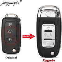 jingyuqin Modified Flip Key Case For VW Volkswagen Golf 6 Mk6 Tiguan Polo Passat CC SEAT Skoda Octavia 3Button Car Key Shell Fob