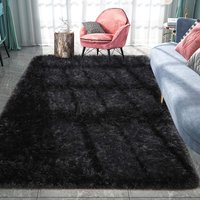 Fluffy Area Carpet Black Shag Rug for Bedroom Living Room Carpet Fuzzy Carpet for Kid's Room Home Decor Carpet Floor Mat