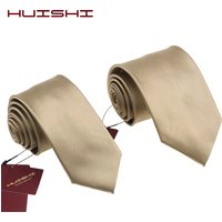 Mariage Waterproof Necktie Dress Shirt Stripe Ties For Men light Brown Color Man's Gift Wholesale Lapel Shape Neck Ties Solid