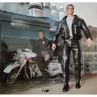 ASTOYS 1/6th AS044 Black Fashion Trend Punk Leather Suit For Terminator Schwarzenegger 12inch Male Body Figures
