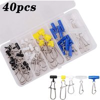 40Pcs Fishing line Sinker Slide with Duo Lock Snap Fishing Sinker Weight swivels Sliders for Surf Fishing Catfish Rigs Connector