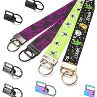 Porte-clés en coton, 10 pièces, matériel, anneau fendu, bracelets de poignet, Clip de queue, ruban, Clip en cuir, connecteurs pliables, fournitures