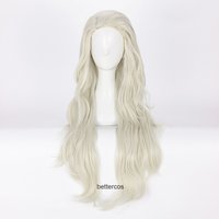 Princess Elsa Cosplay Wigs Long Light Golden Curly Heat Resistant Synthetic Hair Wig + Wig Cap