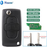 YIQIXIN CE0523 ASK Car Flip Remote Key For Peugeot 807 1007 433Mhz 4 Buttons For Citroen C8 2002-2014 VA2/HU82 ID46 PCF7941 Chip