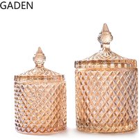 European Style Crystal Glass Storage Jar Multicolor Glass Decoration Storage Box with Lid Cotton Swab Box Desktop Decoration