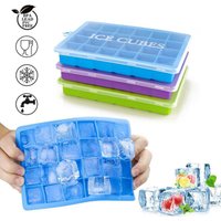 Venlohome 24 Ice Cube Tray Food Grade Silicone Ice Cube Maker Mold With Lid For Ice Cream Chocolate Party Whiskey Cocktail Drink