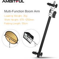 Holder Bracket Swivel Head Reflector Disc Arm Support with Telescopic Boom Arm Top Light Sandbag for Speedlite Mini Flash Strobe