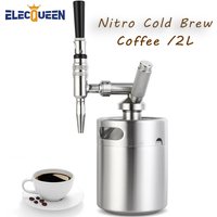 Homebrew 2L Mini Growler Nitro Cold Brew Coffee Maker Kit,304 Stainless Steel Craft Beer Keg Nitrogen Coffee Dispenser Container