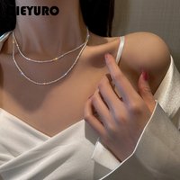 DIEYURO 316L Edelstahl Dünne Gypsophila Funkelnde Goldfarbe Schlüsselbeinkette Schöne Dekoration Allgleiches Mädchenschmuck