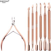 Ensemble de manucure à double tête en acier inoxydable, pousseur de peau à fréquence, ciseaux, or rose, gel UV, enlever, 2 pièces, 4 pièces, ensemble