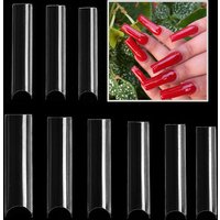600/500pcs XXL Stiletto Coffin Fake Nail False Nails Long Tips Half/Full Cover Nail Tips Transparent C Curve