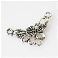 20 New Flower Leaf Connectors Tibetan Silver Tone Charms Pendants 15x26mm