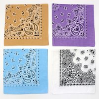 55CM Square Scarf Women Spring Soft Color White Blue Purpel Khaki Paisley Cotton Headband Hip-hop Men Bandana