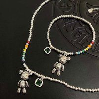 Sweet Little Bear Animal Colorful Rainbow Bead Chain Thai Silver Ladies Jewelry Set Necklace Bracelet Birthday Gifts
