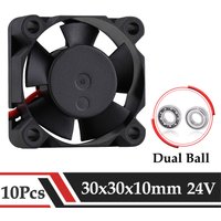10 Pcs Gdstime DC 24V Fan 30x30x10mm Dual Kugellager Bürstenlosen Auto Lampe Heizkörper 30mm Bürstenlosen Axial Mini Audio Kühler Fan