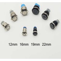 Black Electric Waterproof Power 12v Led Light Momentary Push Button Switch 12/16/19/22mm Car Pressure Switches Latching Buttons