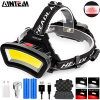8000 lm USB akumulatorowy reflektor LED 200 m długa odległość świecenia szerokokątny reflektor COB latarnia do wędrówek na zewnątrz 2*18650
