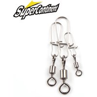 supercontinent 50PCS Pike Fishing Accessories Connector Pin Bearing Rolling Swivel Stainless Steel Snap Fishhook Lure