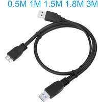 USB 3.0 Male To Type A Micro B Male Dual Power Y Splitter Cable Extension Wire For External Hard Drives