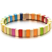 ZMZY Women Rainbow Bracelets Fashion Handmade Enamel Bracelet Tile Beaded Jewelry Pulsera Stackable Geometric Bangle Factory
