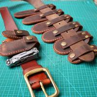 10Design First Layer Crazy Horse Cowhide Leather Folding Knife Leatherman Pliers Tool Case Sheath Key Waist Bag With Buckle Belt
