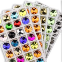 Rivoli – perles rondes en cristal de verre, strass à coudre AB, à coudre, à faire soi-même, pour le travail de couture