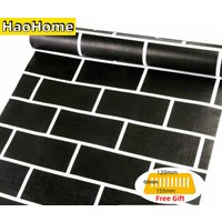 HaoHome Black Brick Wall Sticker Self-adhesive Waterproof Wallpaper Decor Home Vinyl Peel and Stick Contact Paper For Wall Decor