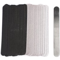 Straight Replacement Nail File 100/180/240 10pcs Grey/Black Removable SandPaper With Stainless Steel Handle Metal Sanding Files
