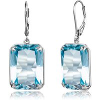 Szjinao Women Viking Blue Aquamarine Earrings 13*18mm Rectangle Gemstones Drop Earrings Solid Silver 925 Vintage Jewelry Female