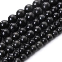 Natural Obsidian Stone Bead Round Loose Spacer Beads for DIY Jewelry Making Bulk Bracelet Necklace Accessroies 4/6/8/10/12mm