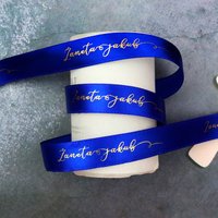 Ruban personnalisé en Satin avec noms personnels imprimés, anneaux d'amour de marié de mariée, boîte-cadeau de mariage, emballage de Bracelet