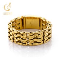 Fongten 22cm Byzantine Bracelets for Men Wave Stainless Steel Thick Chain Wristband Male Bangle Bracelet Multiple Color Jewelry