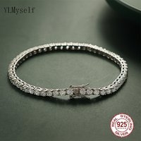 Pure Silver Of 16-20.5CM Tennis Bracelet Jewelry 2-4mm 5A CZ Eternal Gift For Wife Stunning Real 925 Jewellery