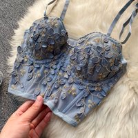 High Street frauen Leibchen 2023 Neue Mode Bestickt 3D Blütenblatt Bustier Bh Gestellte Tops Weibliche Dünne Unterwäsche Y1150