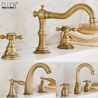 Ellen antike Bronze Waschbecken Wasserhahn Doppel griff Waschbecken Wasserhahn heiß und kalt Wasser mischer 3 Loch Bad Wasserhahn ELF8001-3