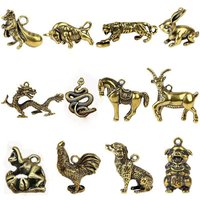 Brass Animal Statue Ornament Chinese Zodiac Rat Ox Tiger Rabbit Dragon Snake Horse Sheep Monkey Chicken Dog Pig Desk Decor