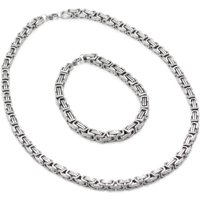 Hot Sale Width 5MM 316L Titanium Steel Emperor Chain Necklace & Bracelet Fashion Jewelry Set For men hip hop rock jewelry