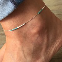 Bohemian Boho Turquoises Beads Stone Anklets For Women Vintage Handmade Color Beads Anklet Bracelet On Leg Beach Ocean Jewelry