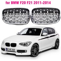 Chrome Black Diamond Kidney Grille Grill 1 Pair Outdoor Anti-resistance Repairing Parts for BMW 1 Series F20 F21 2011-2014