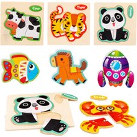Wooden Toy 3D Jigsaw Puzzle Small Size Cartoon Animal Puzzle Board Kids Early Learning Educational Toys for Children Gifts