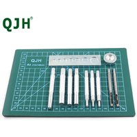 QJH 12 pièces poinçon cuir outil trou poinçon boutons ensemble pressage goujons, Rivets et œillets Snap Rivet Setter Base Kit ensemble Snap Rive