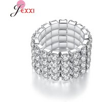 Fashion Elastic Ring Jewelry Women 925 Sterling Silver Colorful Crystal Rhinestone Rings Set Wedding Accessories Wholesale