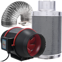 Duct Fan Set Indoor Ventilation System Kit Air Activated Carbon Filter 4/6 Inch for Growbox Hydroponics Grow Tent Ventilation