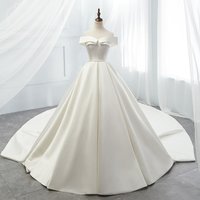 Wedding Dress 2021 Gryffon Luxury Satin Elegant Boat Neck Wedding Gown With Train Ball Gown Princess Vestido De Noiva Custom